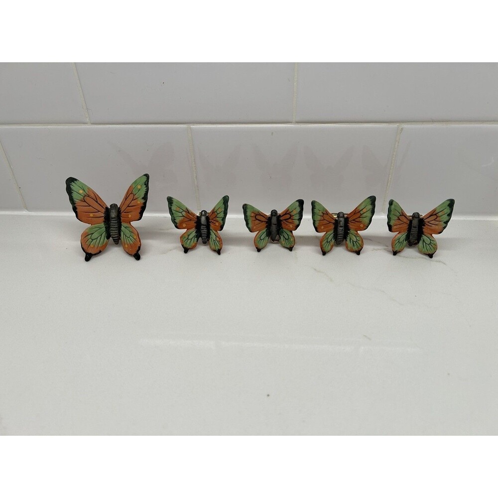 Rare HTF Lefton Ceramic Butterfly Ornaments Set of 5 – Vintage Collectible